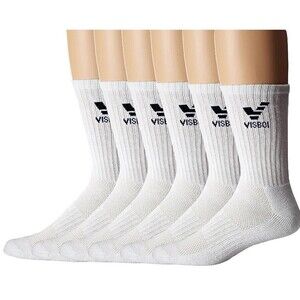 US Size 6-10: Women's and Men's 6 Pairs Everyday Cushioned Crew Socks (White)